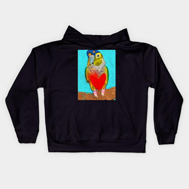 Conure Love Birb ( Bird ) Kids Hoodie by anuvisculture